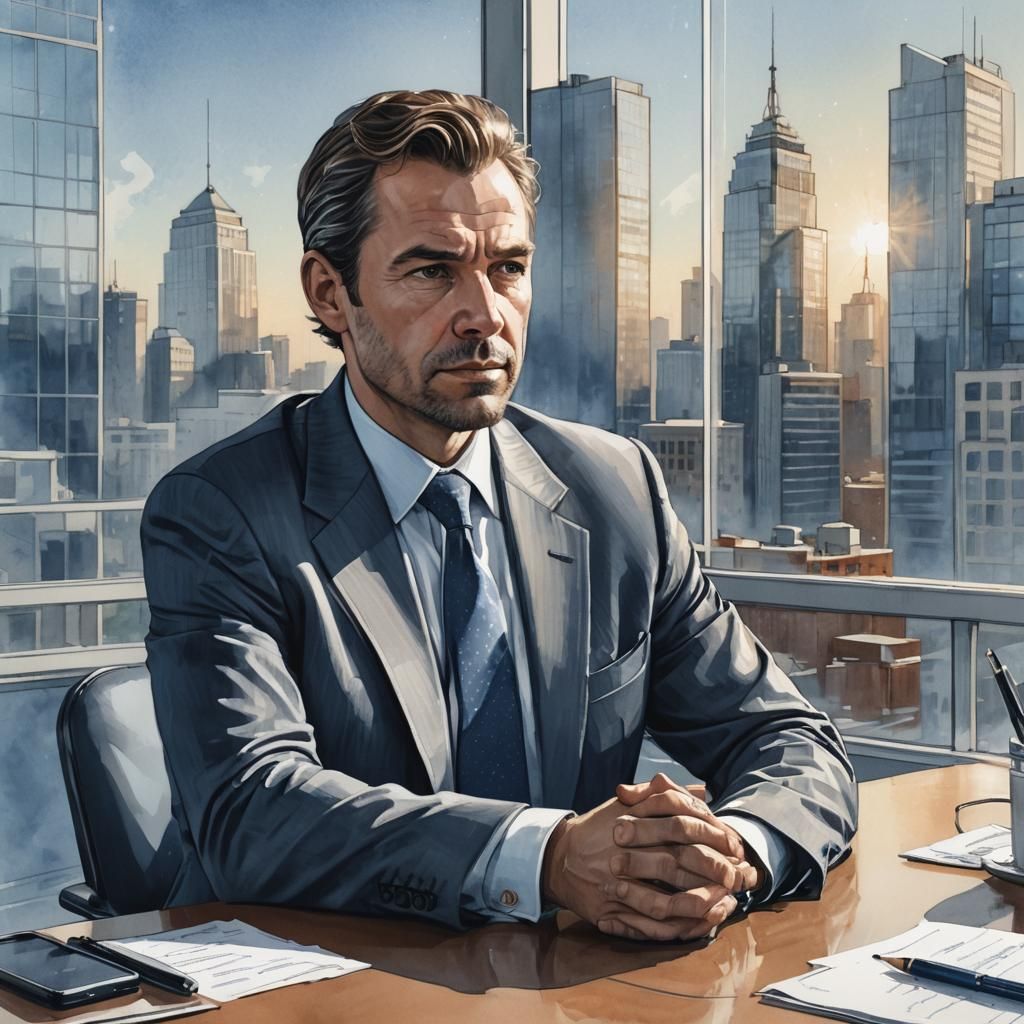 Successful Executive Portrait in Modern Office, Realistic St...