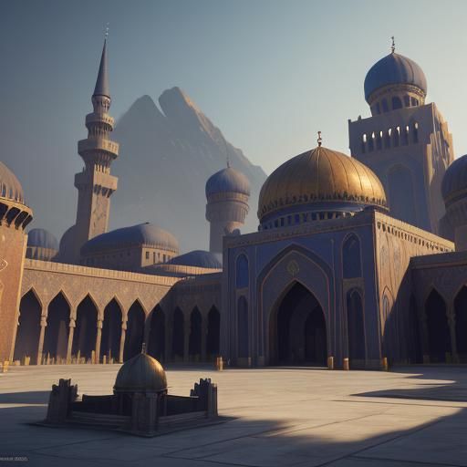 Detailed Matte Painting of a Fantastical Masjid