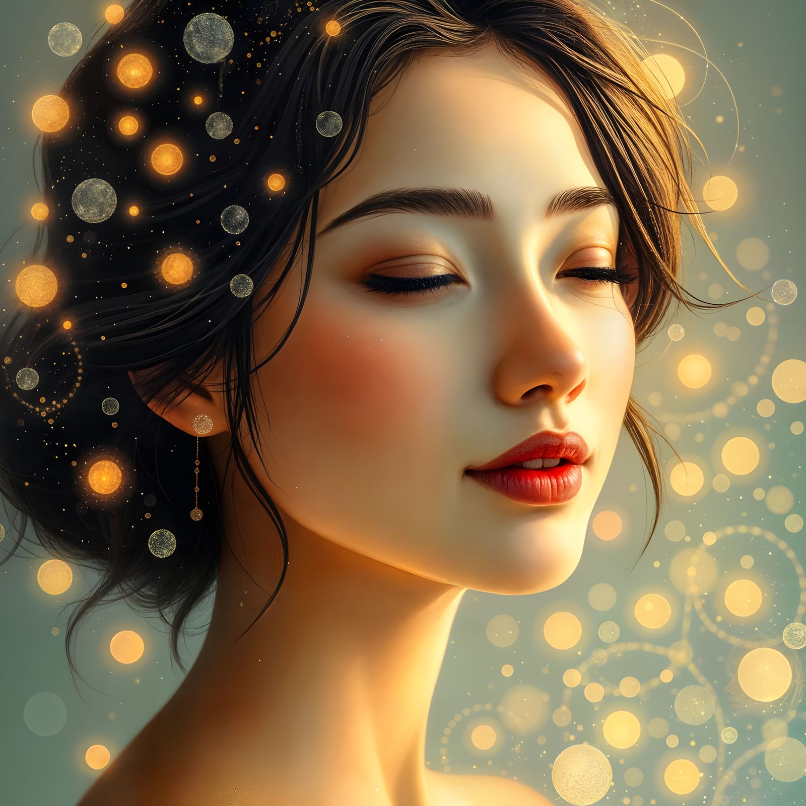 Enchanted Portrait in Dotted Impasto Style