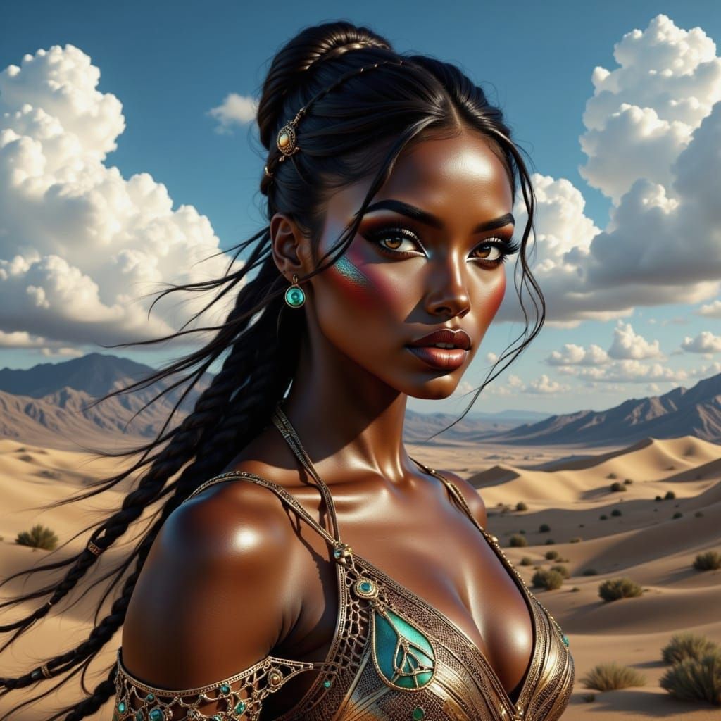 African-American Woman in Desert Landscape