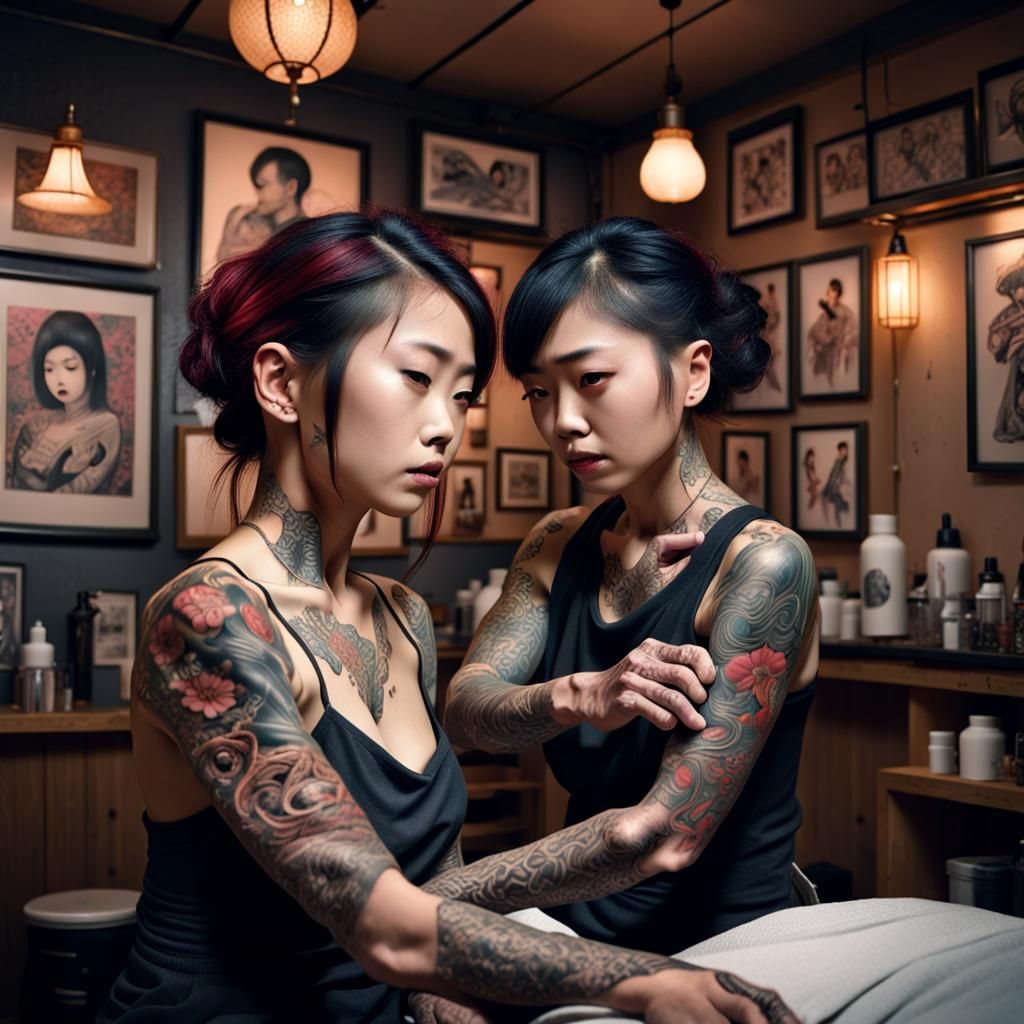 Japanese Tattoo Master at Work: Digital Matte Painting