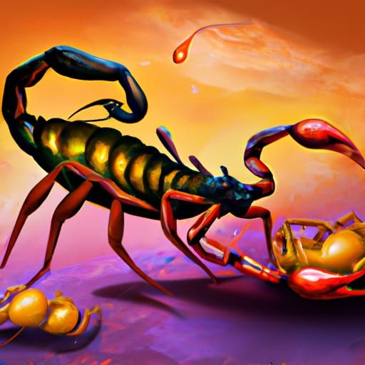 Hyperrealistic Scorpion Family in Splash Art Style