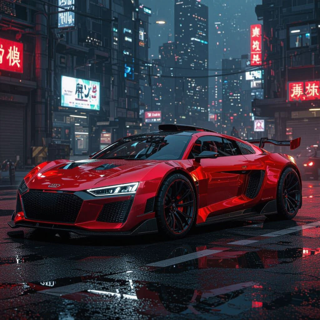 Cyberpunk Armored Hypercar with Exposed Engine