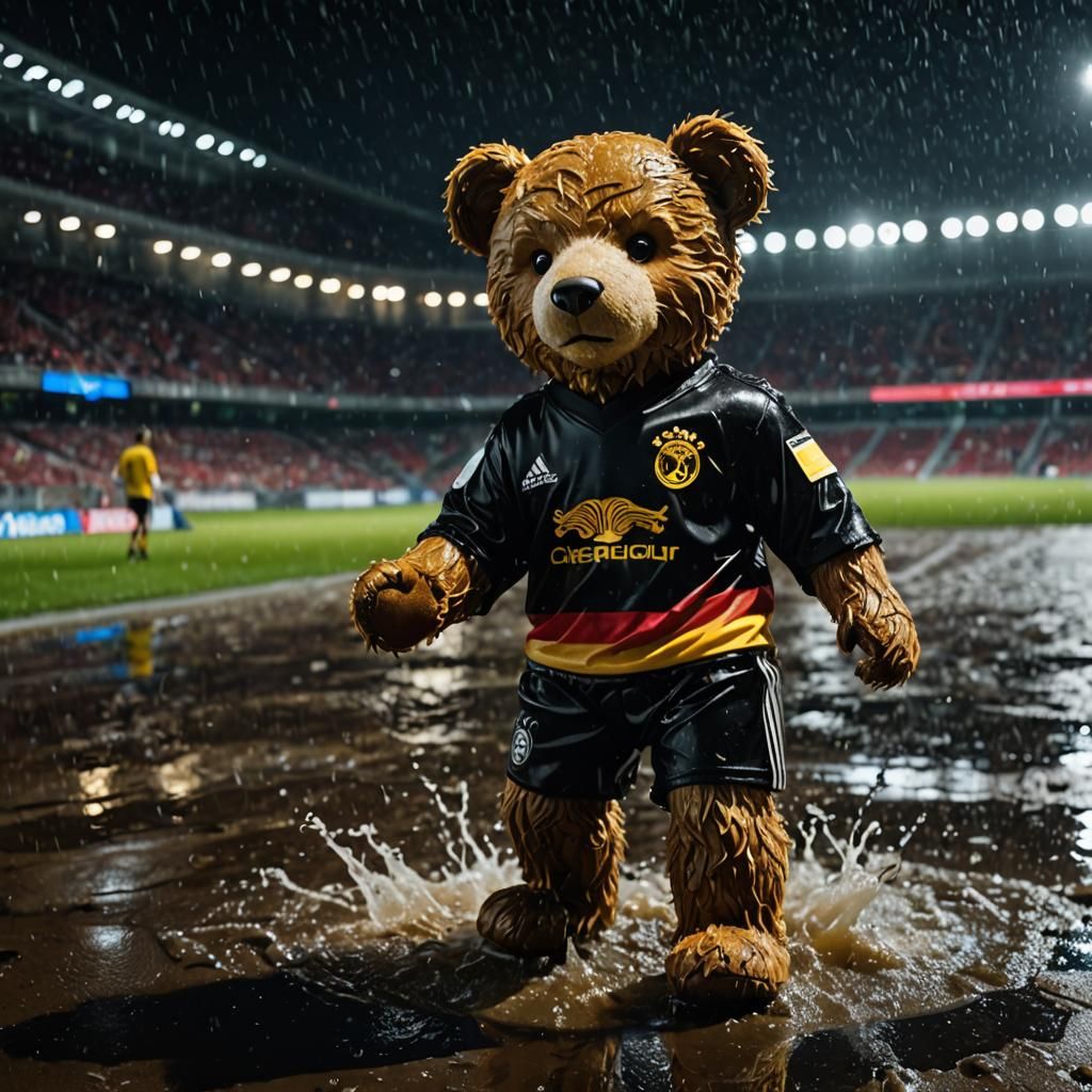 Sad Teddy Bear in Germany Jersey at Allianz Arena