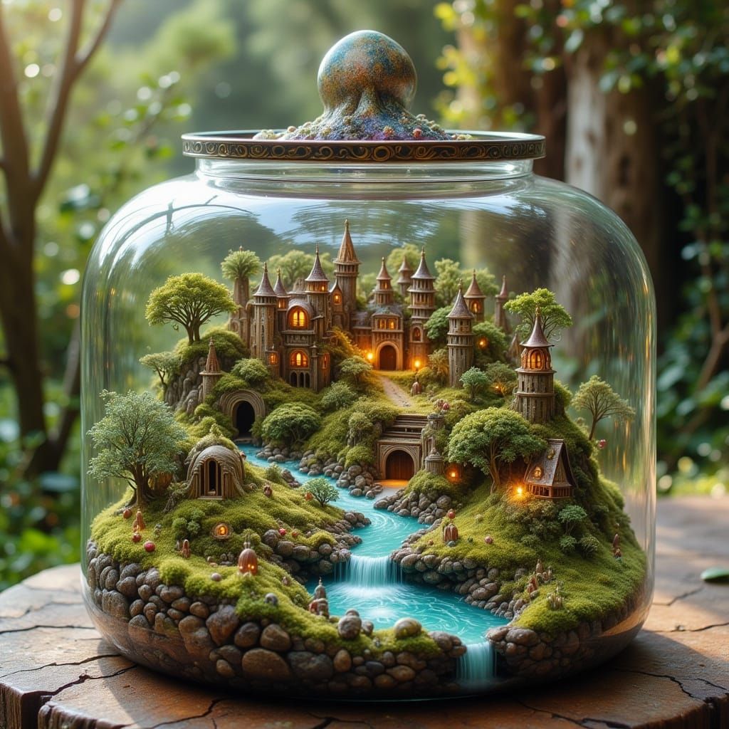 Miniature Kingdom Inside Glass Jar