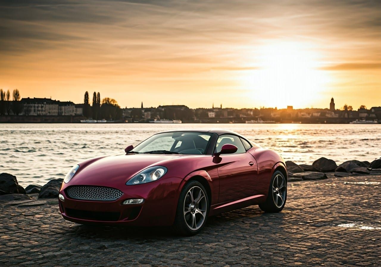 Sleek Cherry-Red Fiat Barchetta Zagato Concept Car