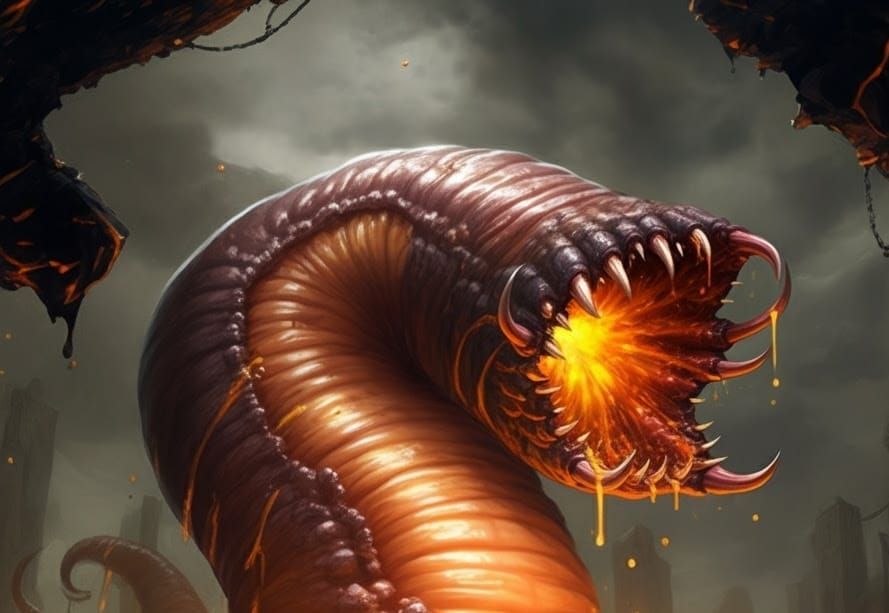 Giant Acidic Worm Terrorizes Brave Fighters