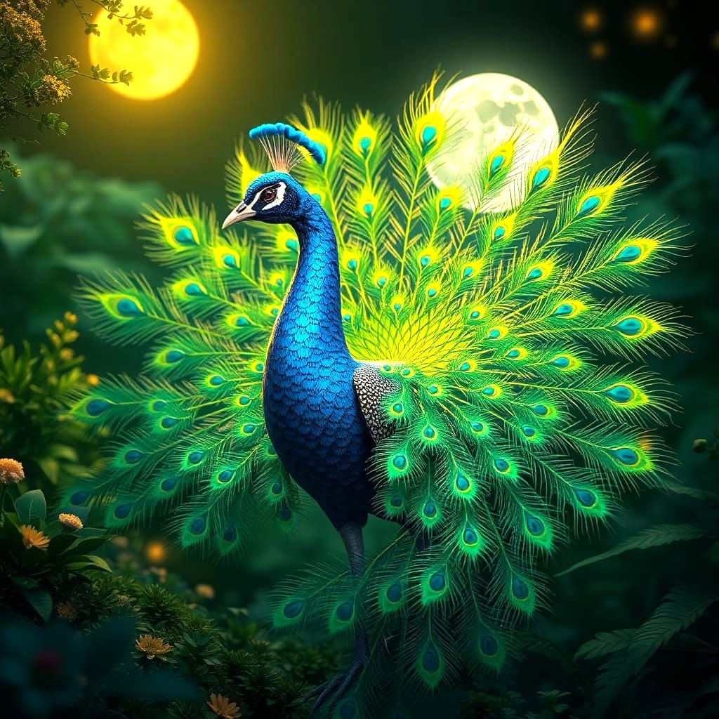 Stunning Peacock Dance in a Golden Garden