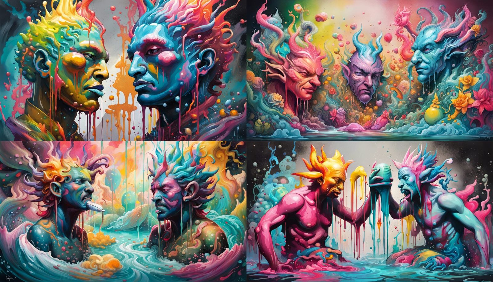 Gay Gods of Water in Garden Graffiti Art