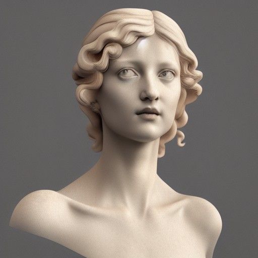 Marble Renaissance Woman 3D Render in Michelangelo Style