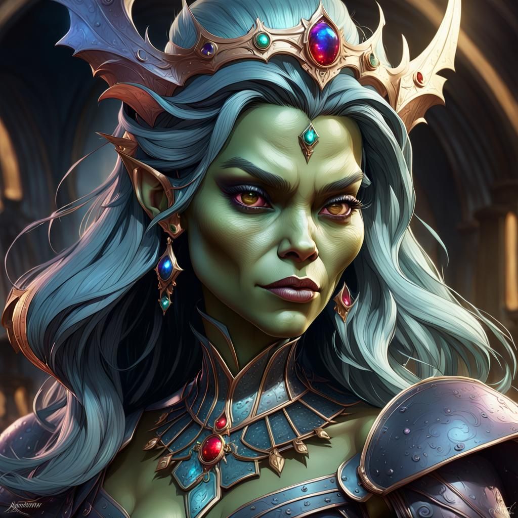 Detailed Goblin Queen Portrait in Artgerm Style