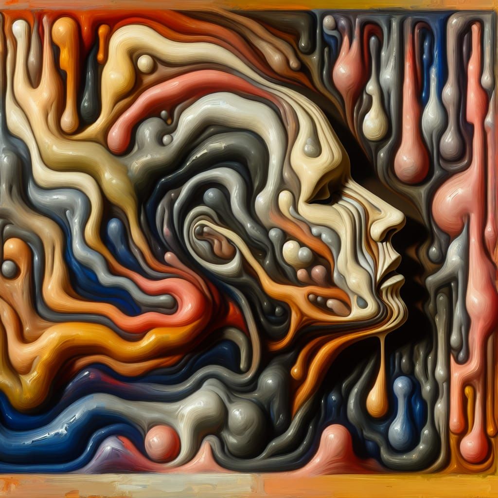 Surrealist Oil Painting of Profound Inner Conflict