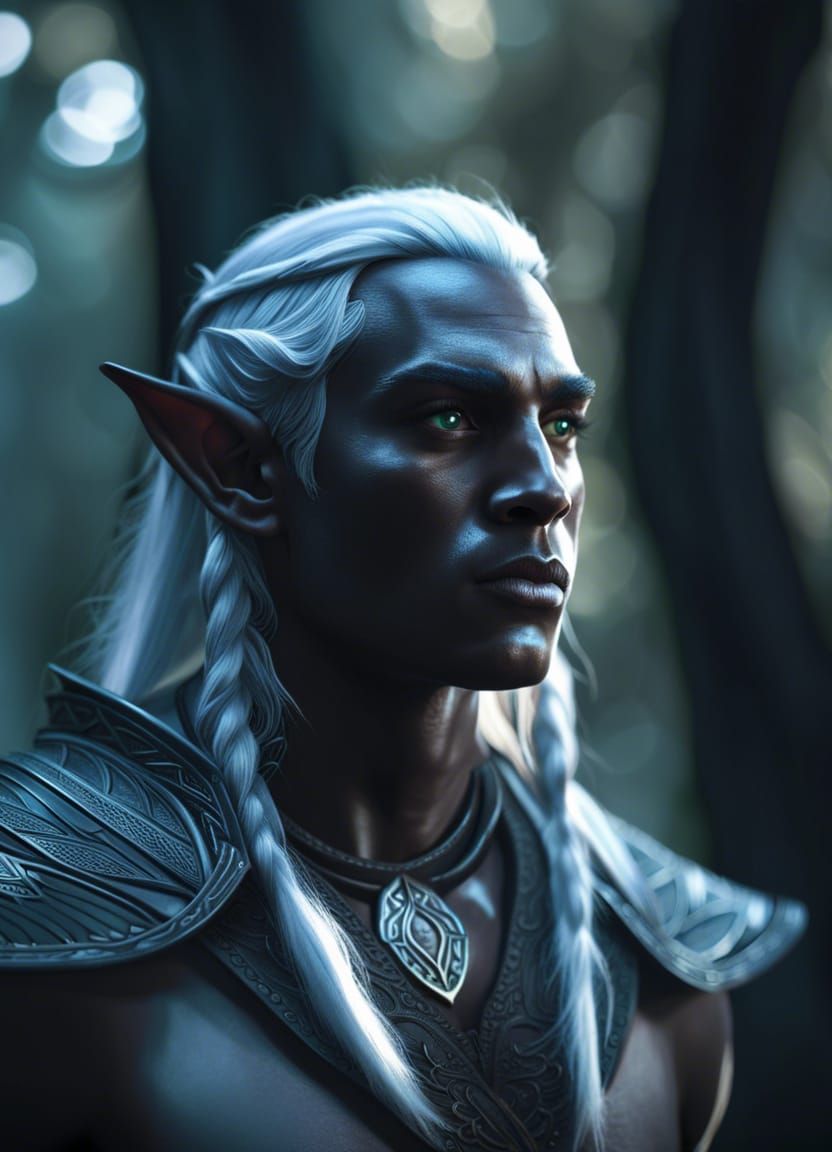 Drow Elf Portrait in a Dark Fantasy Style