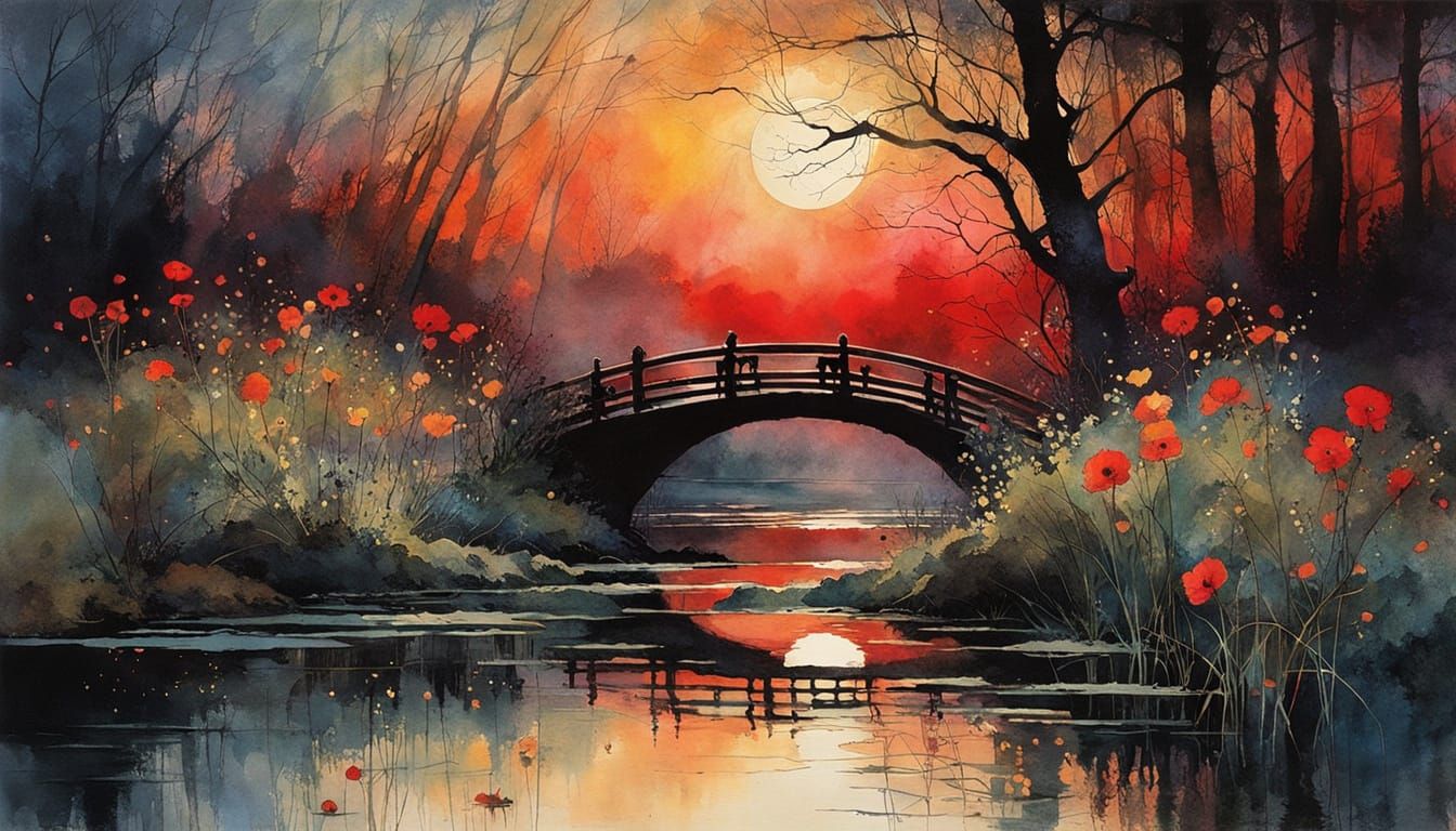 Lady in Dark Eclipse by Swamp River