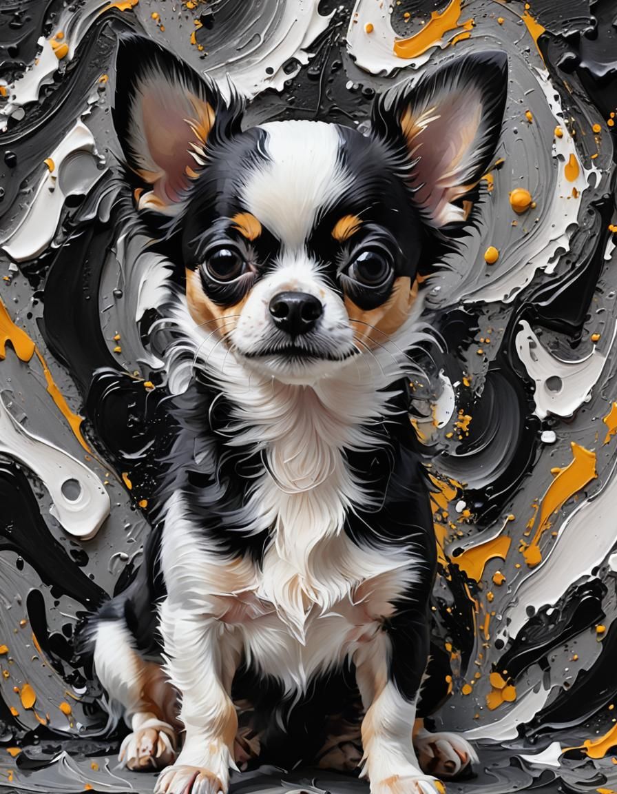 Colorful Abstract Chihuahua Impasto Painting