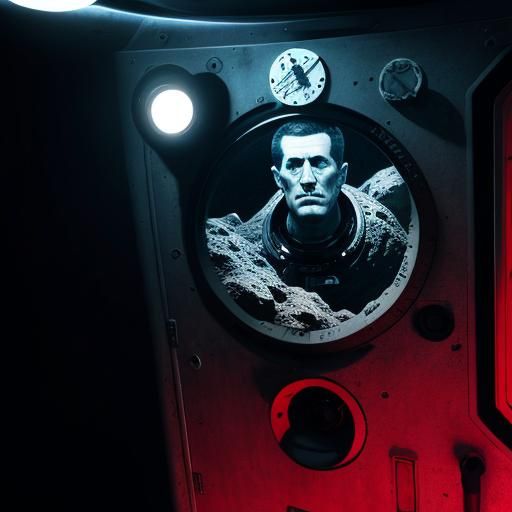 Lovecraftian Astronaut on Lunar Surface with HAL 9000