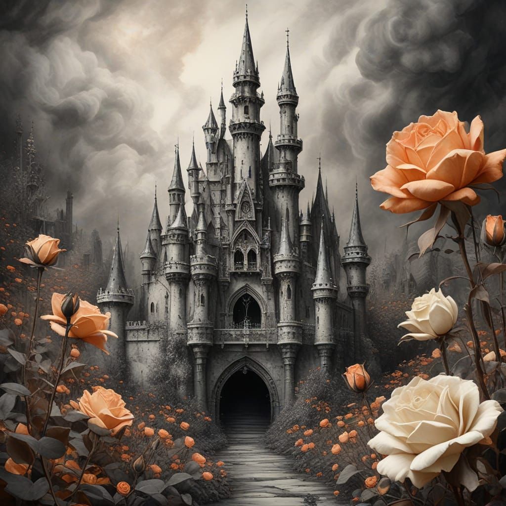 Ethereal Fantasy Castle Blooms Within a Rose
