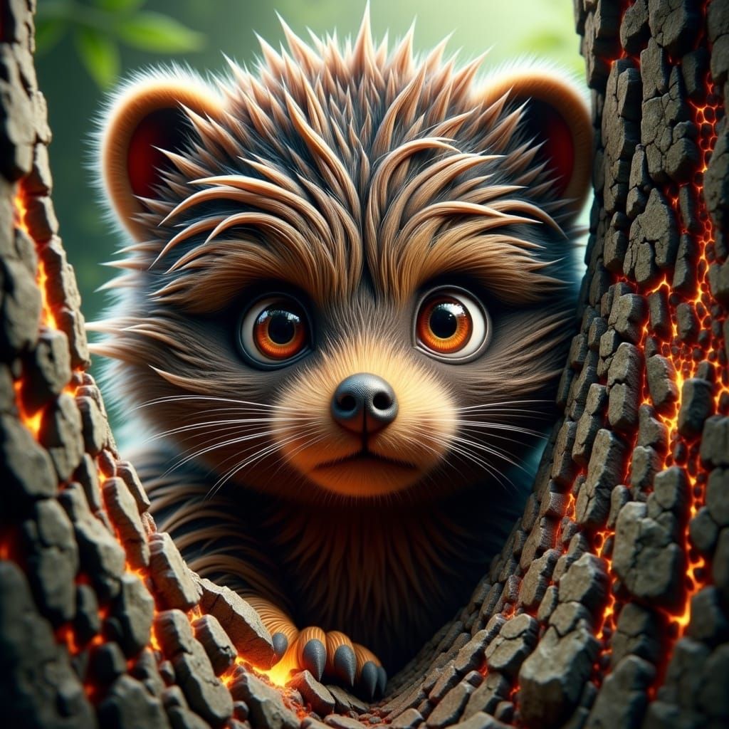 Magma Ewok Peering From Behind Tree