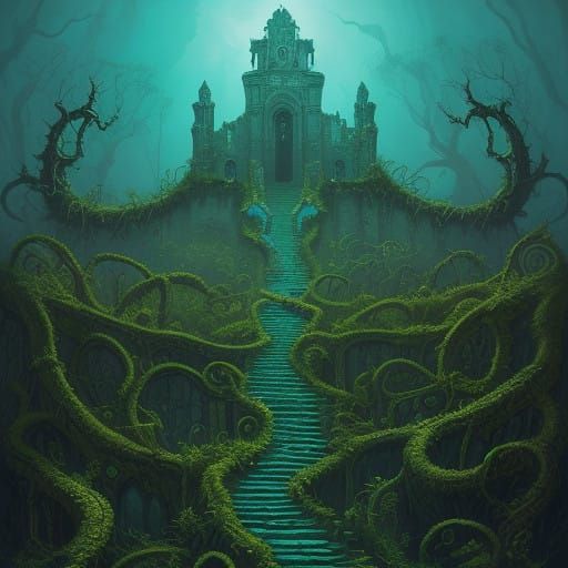 Mythical Serpent God in Ancient Ruins