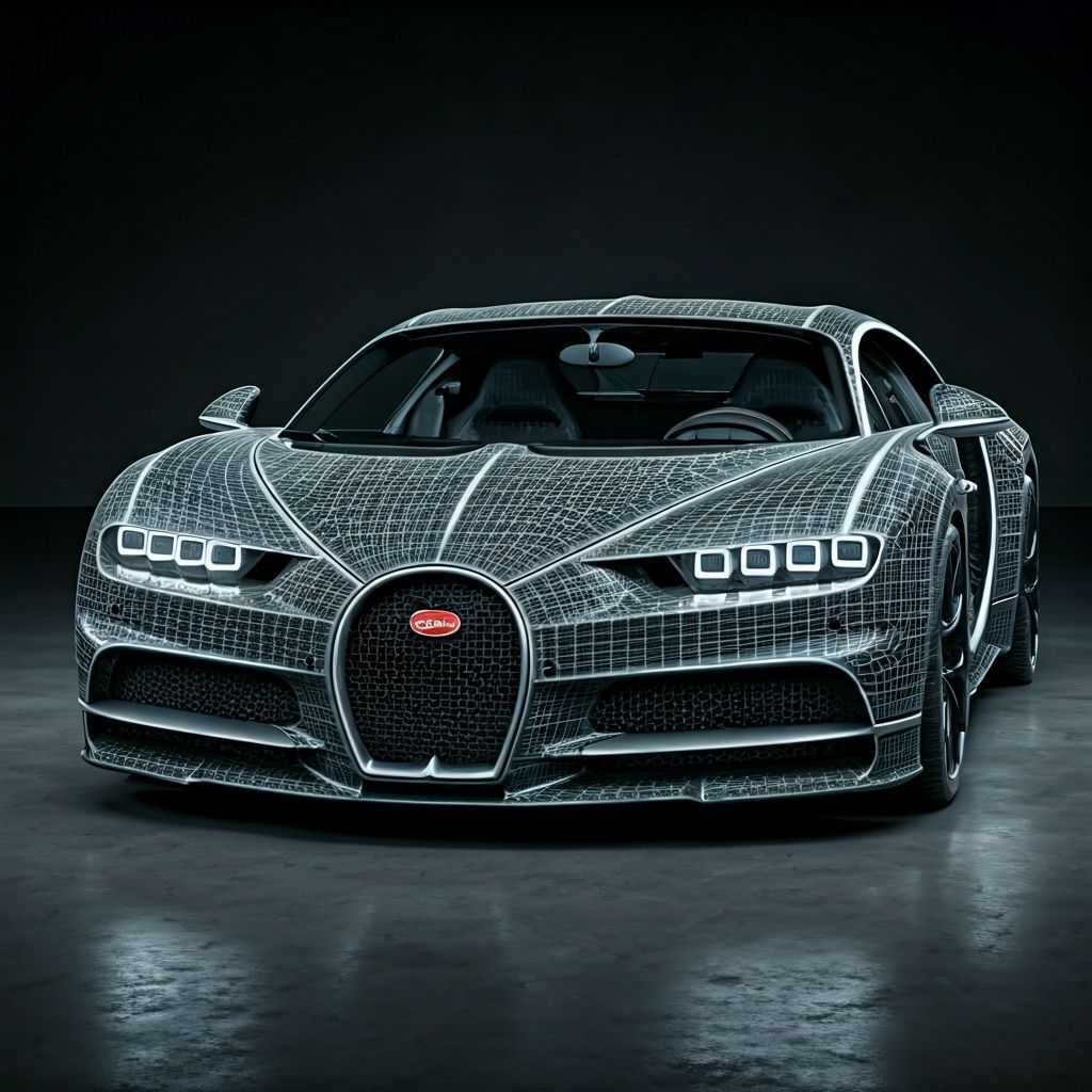 Iron Wire Sculpture of Bugatti Chiron SS300+