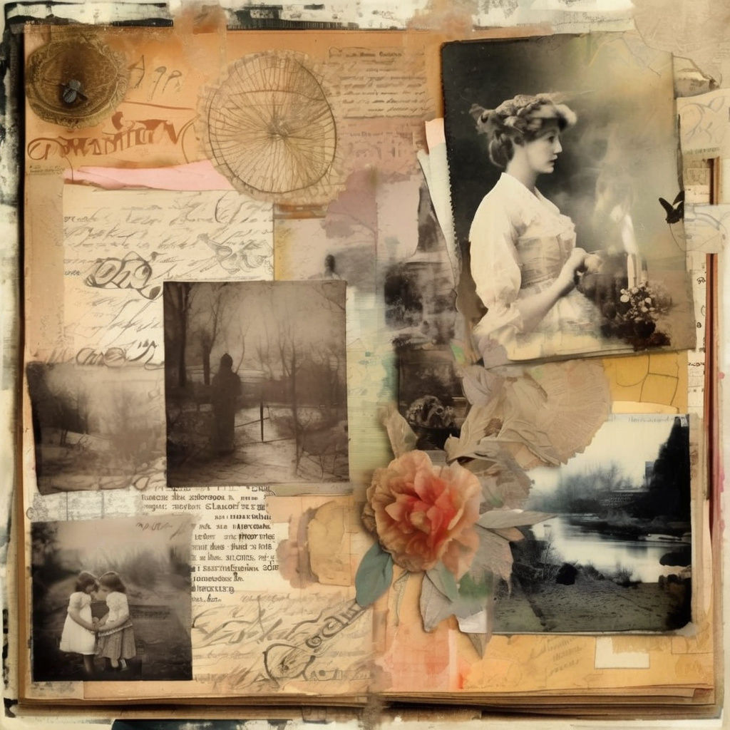 Vintage Scrapbook Page in Soft Watercolor Style