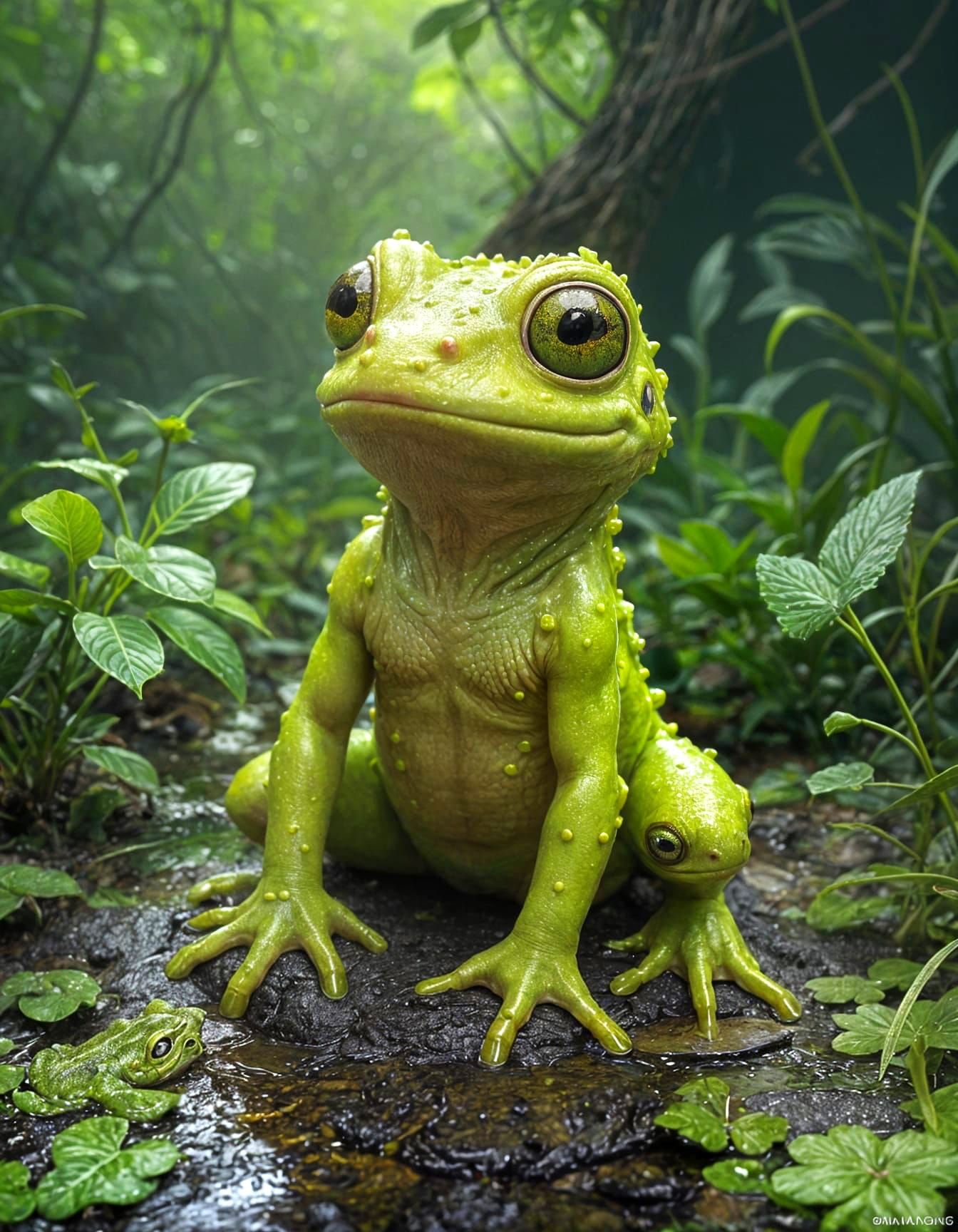 Charming Chibi Frog Portrait in Fantasycore Style