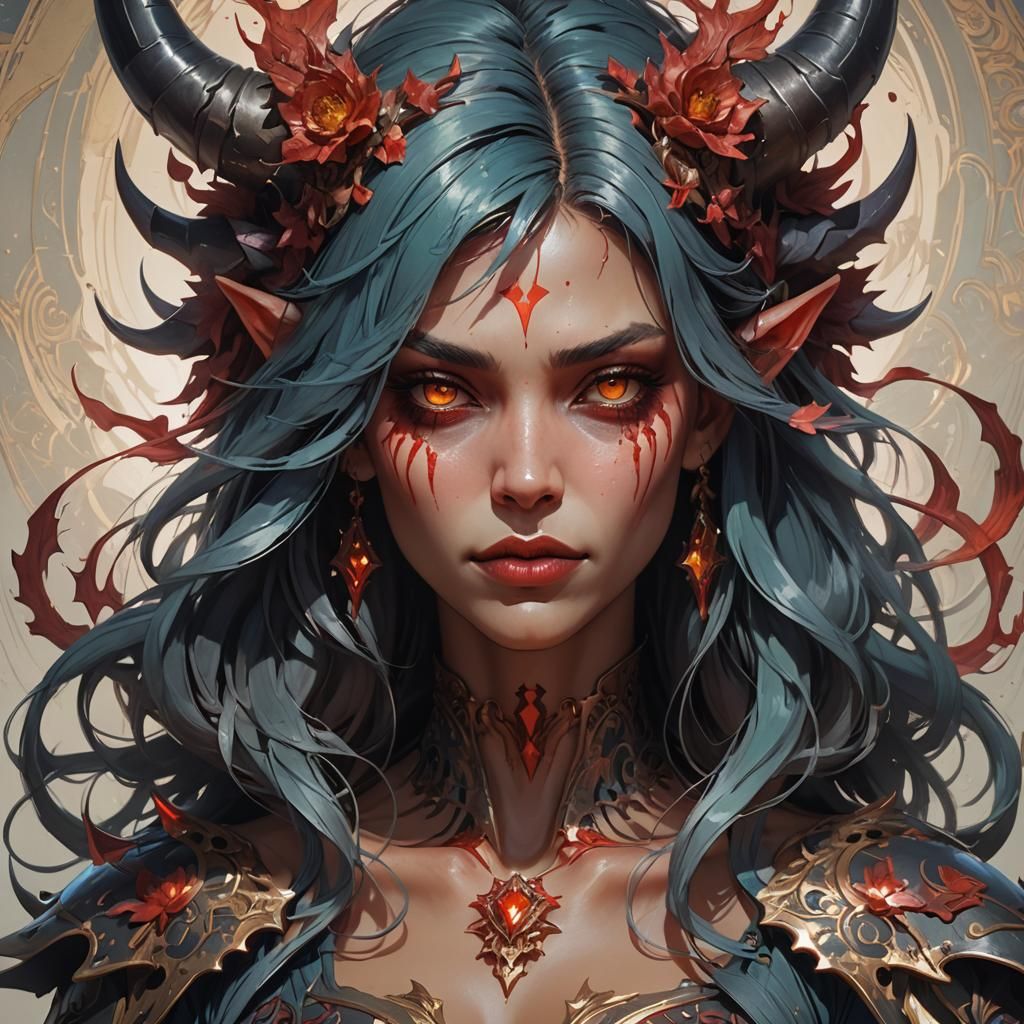 Detailed Portrait of a Demon Girl in Unreal Engine