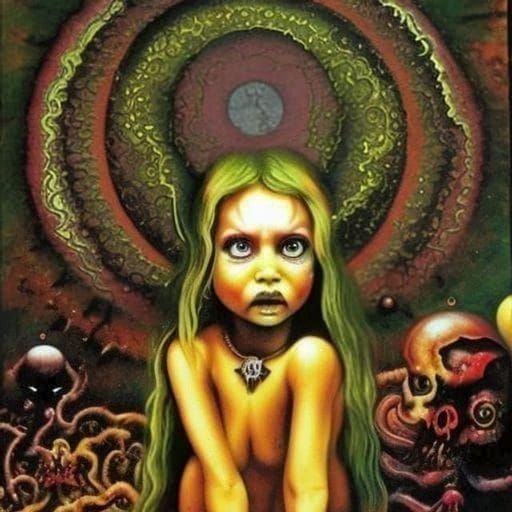 Zombiecore Devil Girl in Dystopian Wasteland