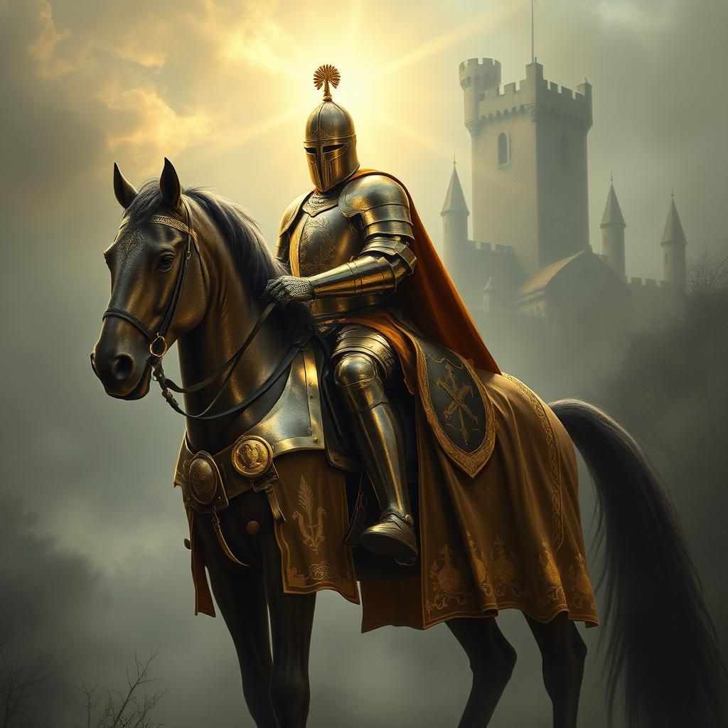 Majestic Knight in Armor on Horseback