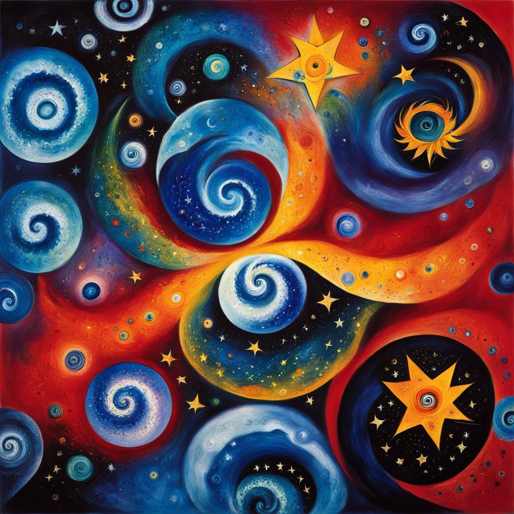 Dreamy Star Maelstrom in Naive Art Style
