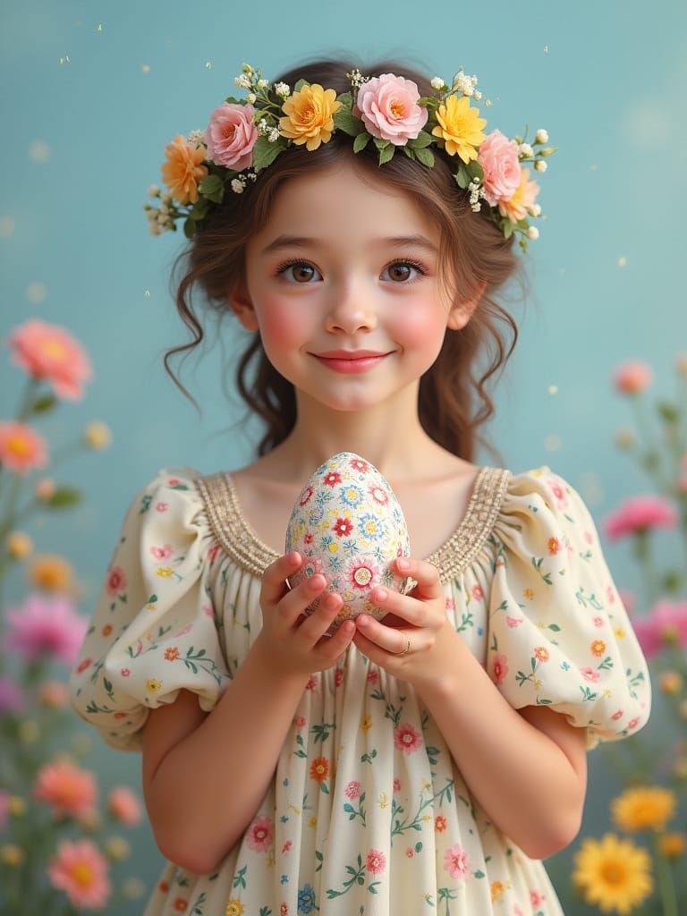 Spring Goddess Offers Vibrant Easter Egg in Colorful Harmony