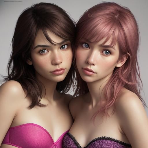 Girls Kissing on Beach: Professional Portrait