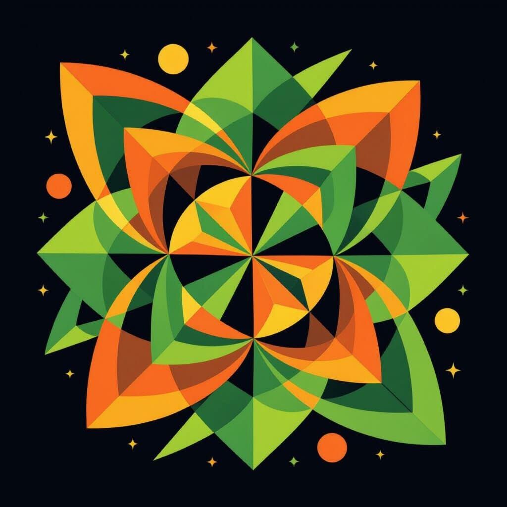 Abstract Neon Shapes in a Cubist Art Deco Style