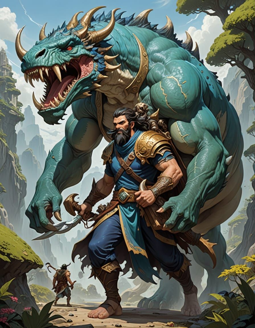 Earth Genasi Carrying a Creature Maw