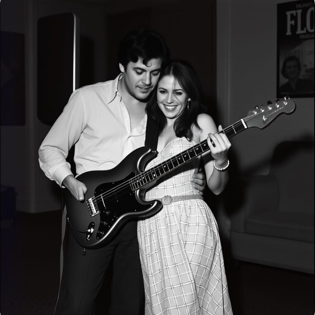 Rebellious Couple Dancing in a Gritty, Neon-Lit Nightclub