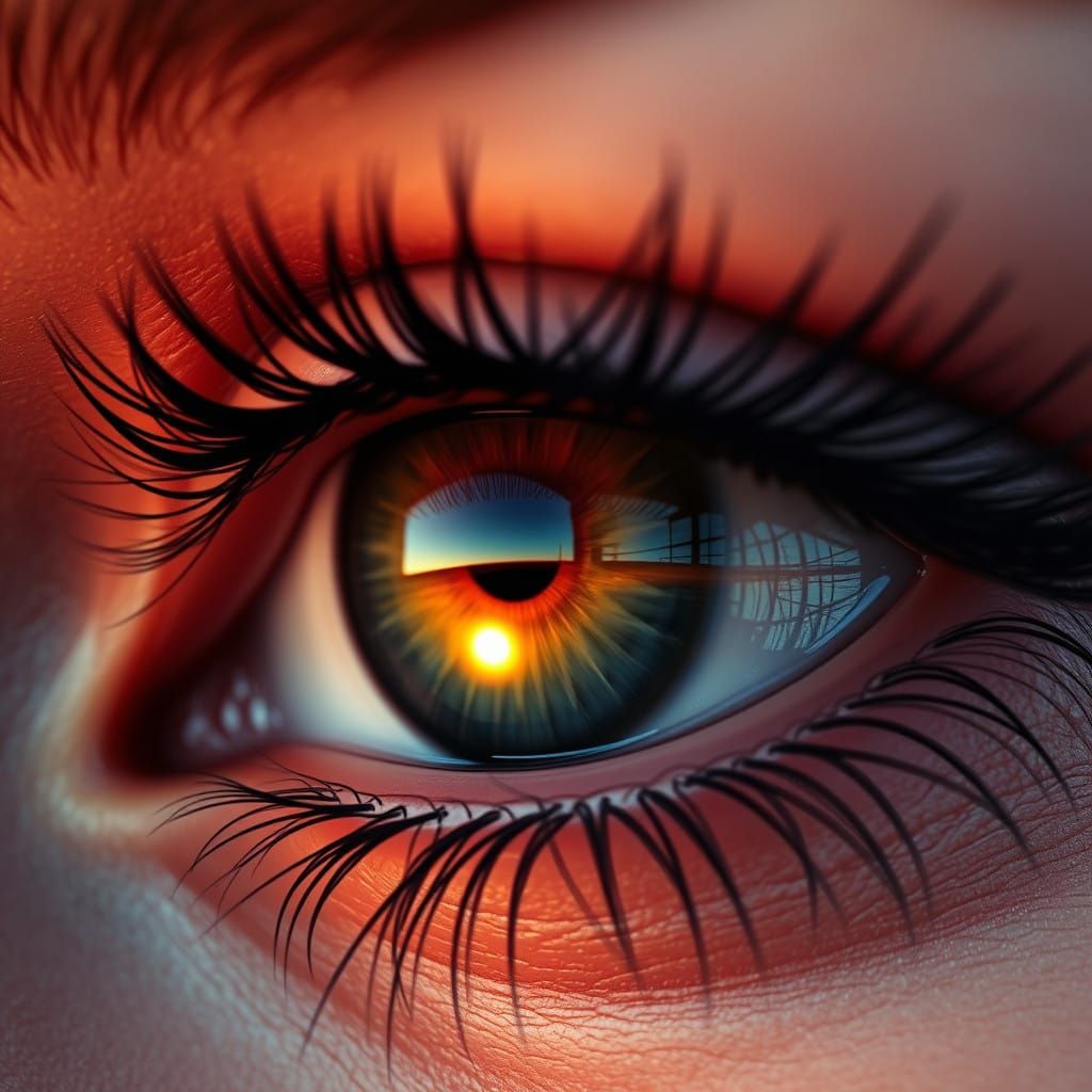 Eye in Sunset Hyperrealistic Closeup Art