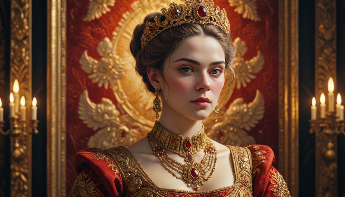 Empress Portrait in Baroque Oil Painting Style