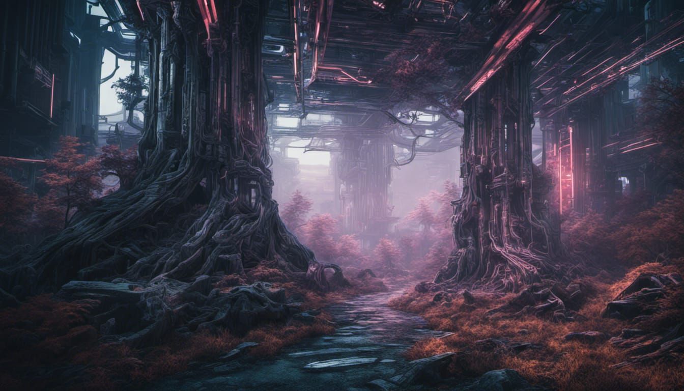 Cyberpunk Metal Forest in High Definition