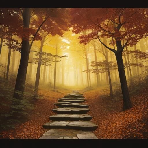 Autumn Forest Path in Felt Artwork Style