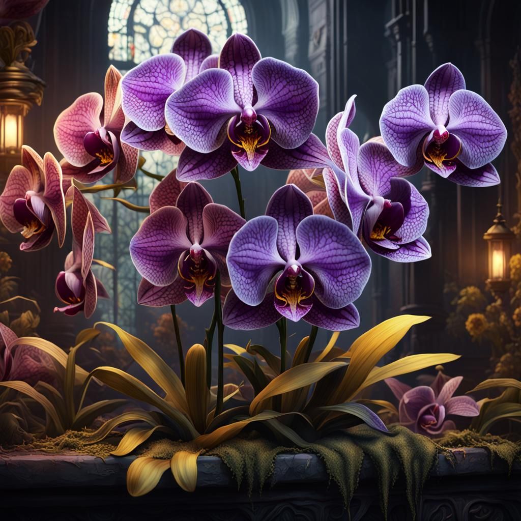 Zombie Orchids in Dark Fantasy Style