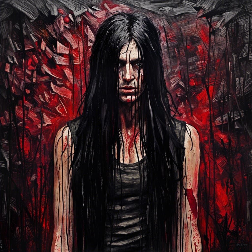 Creepy Gothic Serial Killer Portrait as Impasto Painting