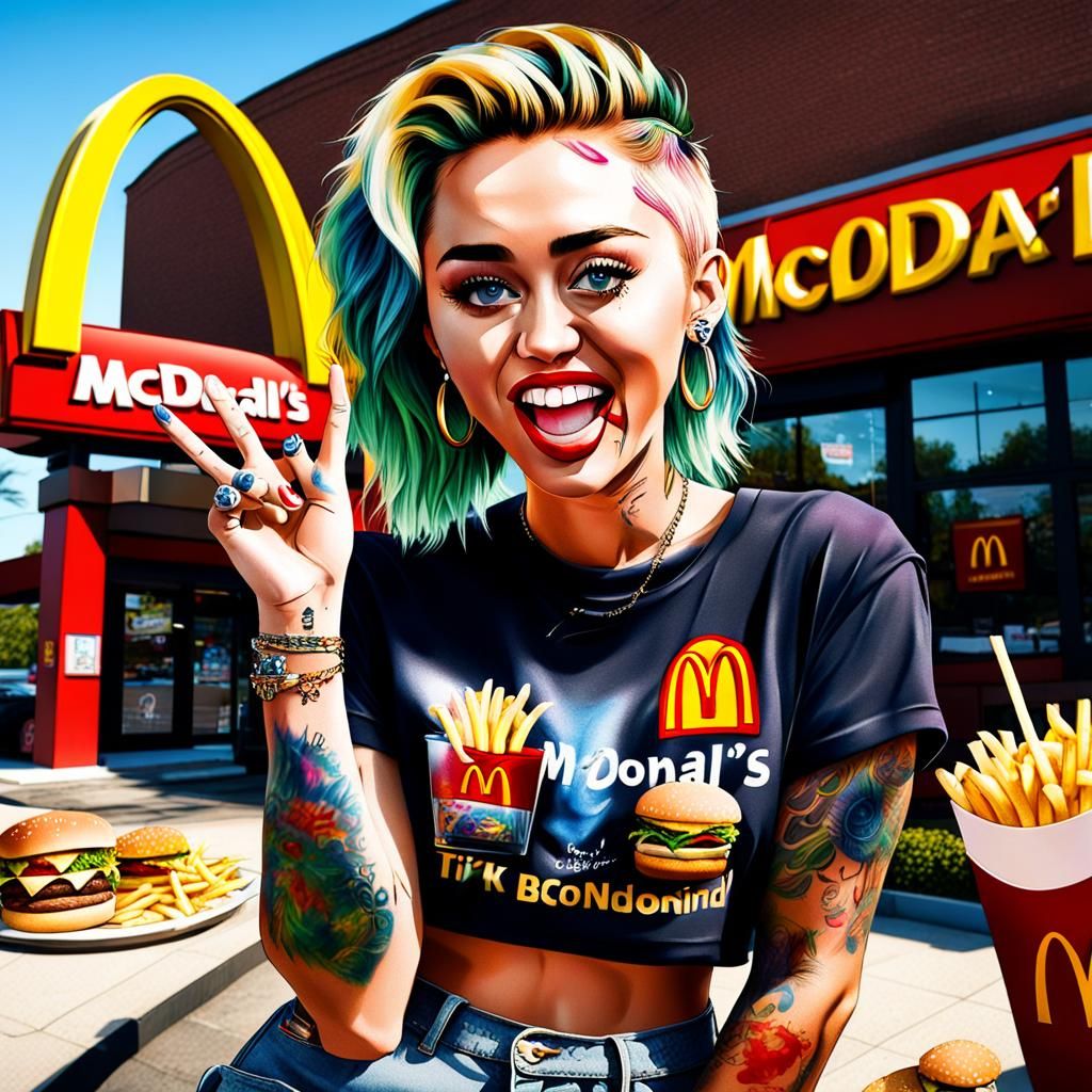 Miley Cyrus McDonald's Tattoo: Detailed Matte Painting