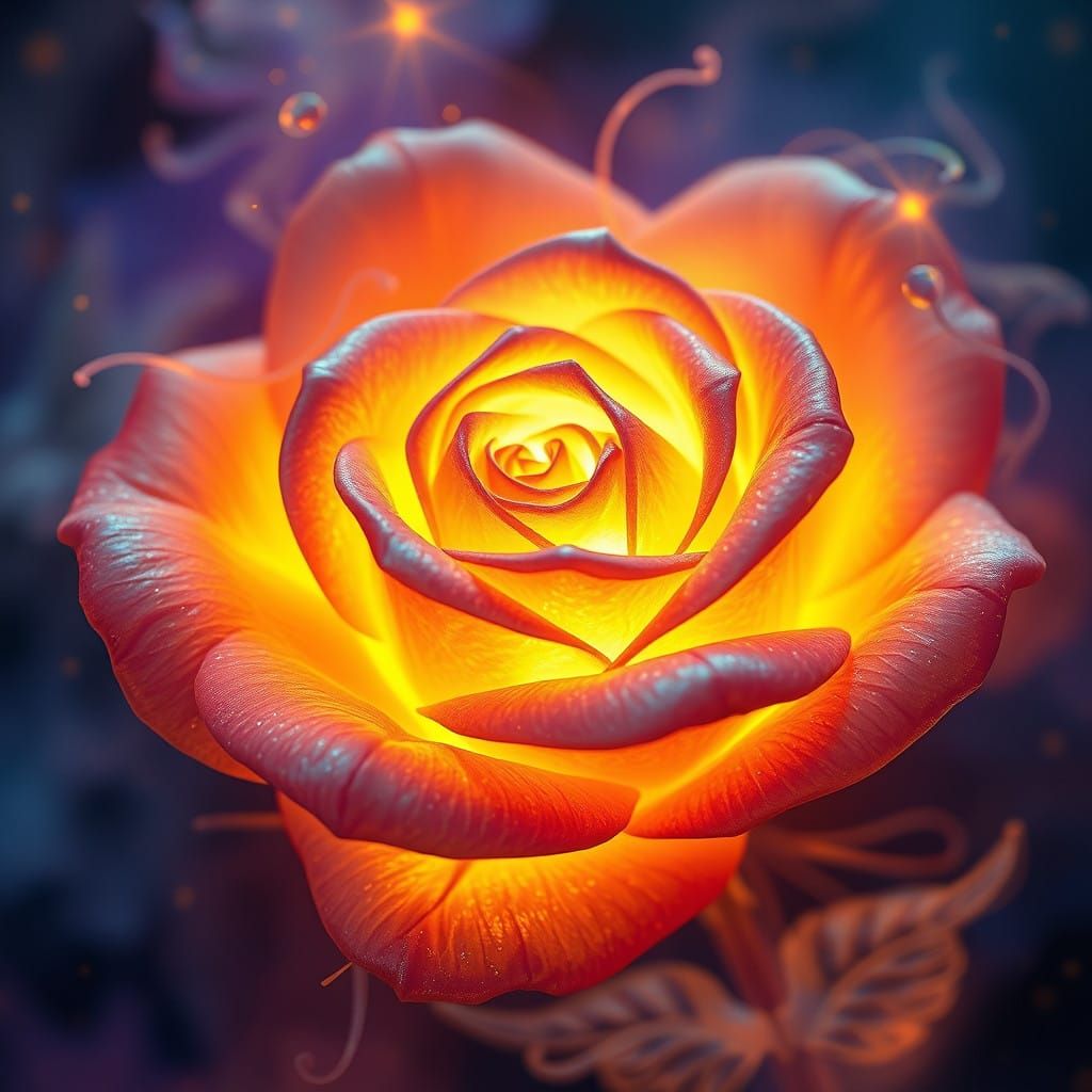 Glowing Rose in Dreamlike Atmosphere