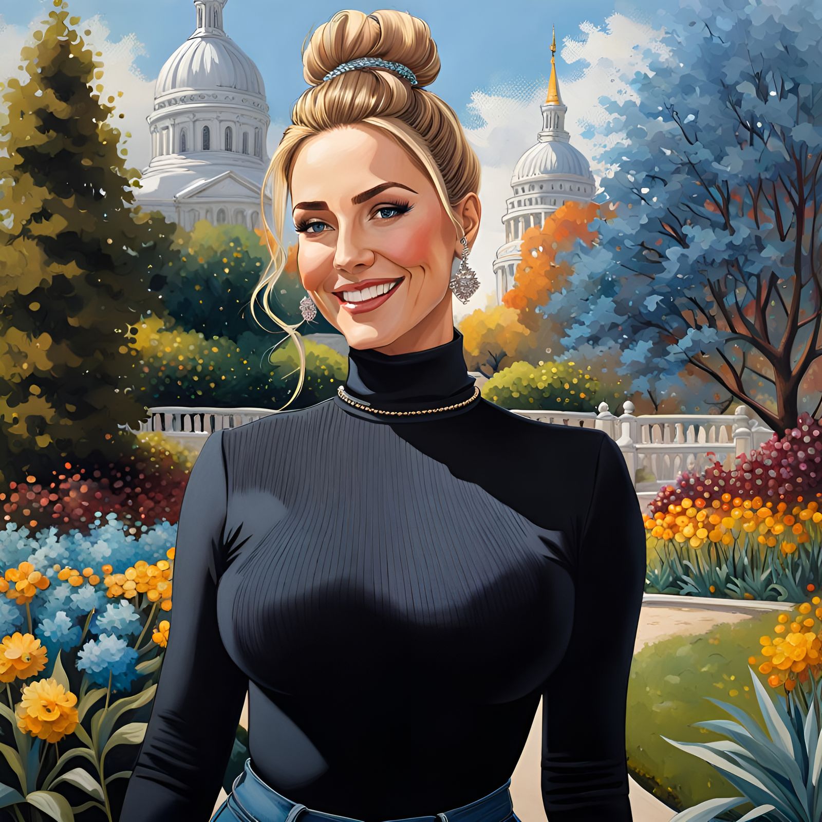 Elegant Woman in Mystic Garden: Hyperdetailed Art