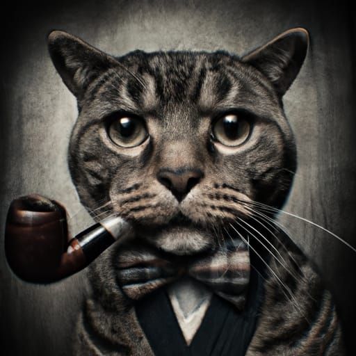 A cat smoking a pipe