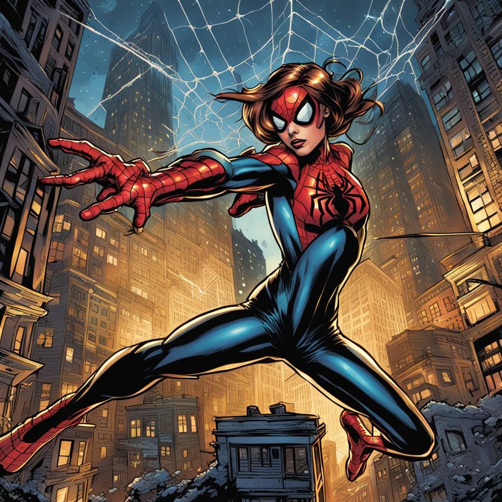 Spider Girl Comic Book Art Illustration