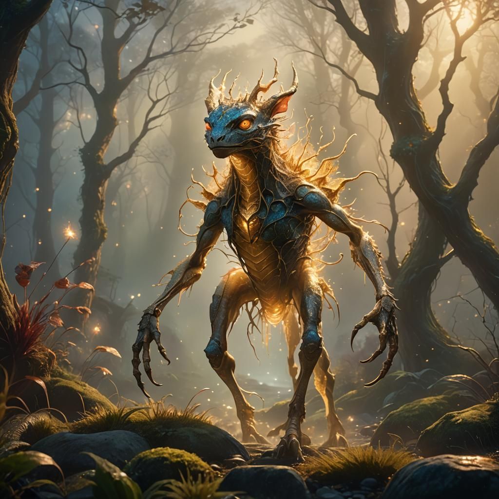 Ethereal Giant Creature in Misty Ecosystem