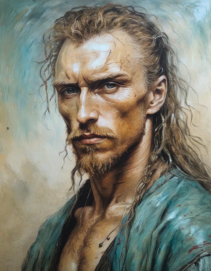 Crowned Man's Portrait in Oil Painting Style