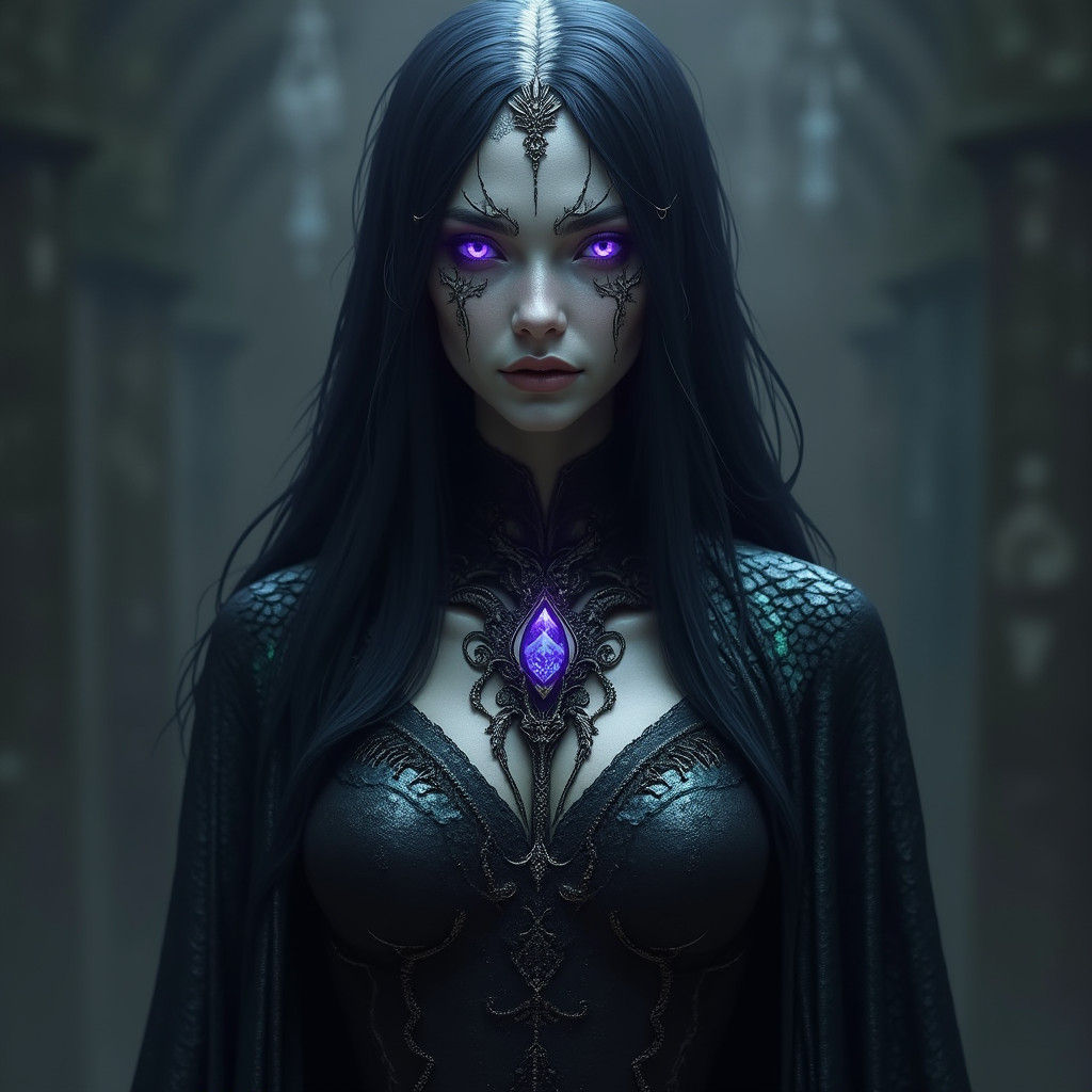 Towering Dragon Queen with Violet Eyes