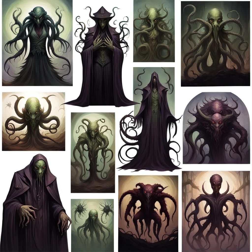 Dark Lovecraftian Horrors in Fantasy Art Style